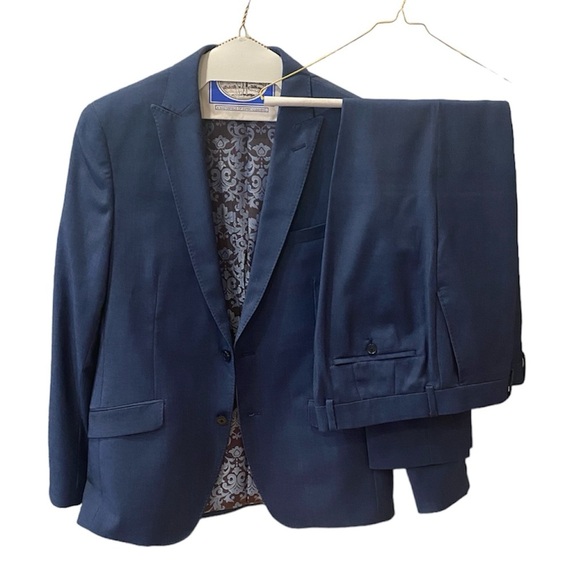 Nordstrom Savile Row 2 Piece Suit Blue 2 Button Jacket Pants 40R - Picture 3 of 14